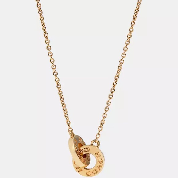 Coach Gold Interlocking Open Circle Pendant Necklace. NWT. Women’s Necklace. - Picture 5 of 7